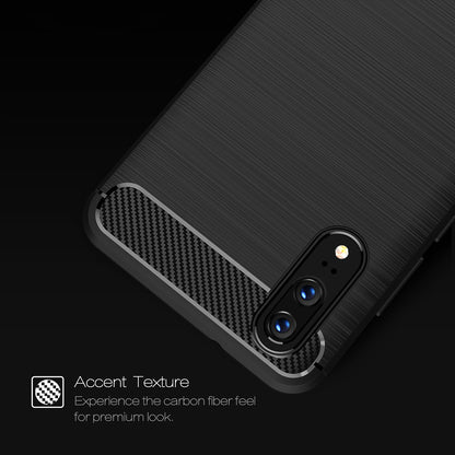 Hülle für Huawei P20, Techsuit, Carbon, Schwarz