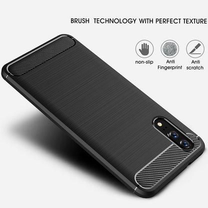 Hülle für Huawei P20, Techsuit, Carbon, Schwarz