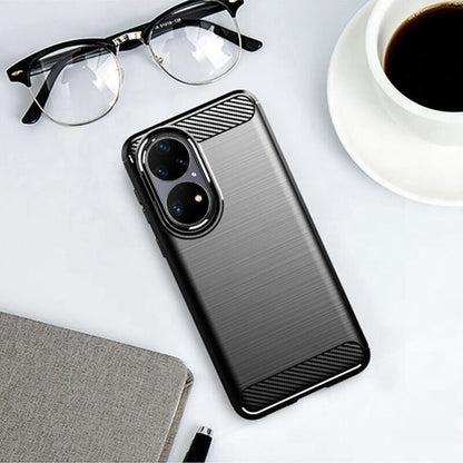 Hülle für Huawei P50 Pro, Techsuit, Carbon, Schwarz