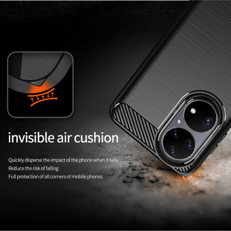 Hülle für Huawei P50 Pro, Techsuit, Carbon, Schwarz