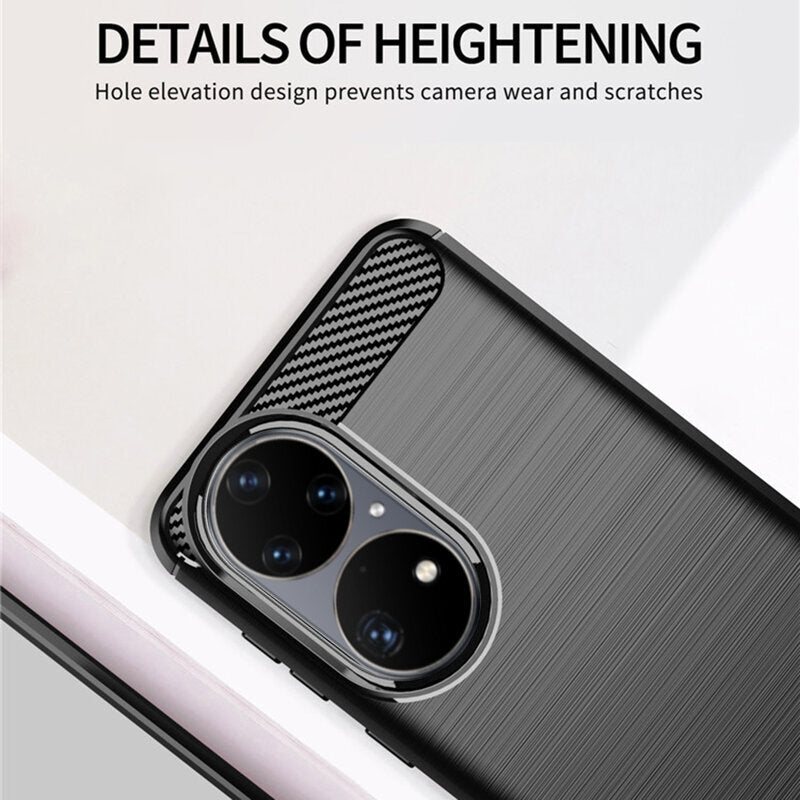 Hülle für Huawei P50 Pro, Techsuit, Carbon, Schwarz