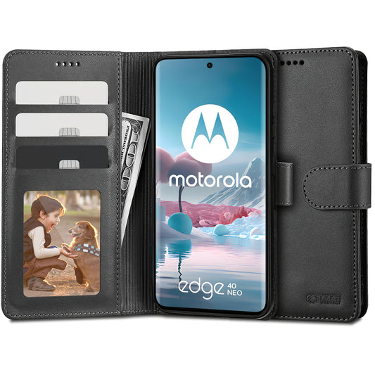 Hülle für Motorola Edge 40 Neo, Tech-Protect, Wallet, Schwarz