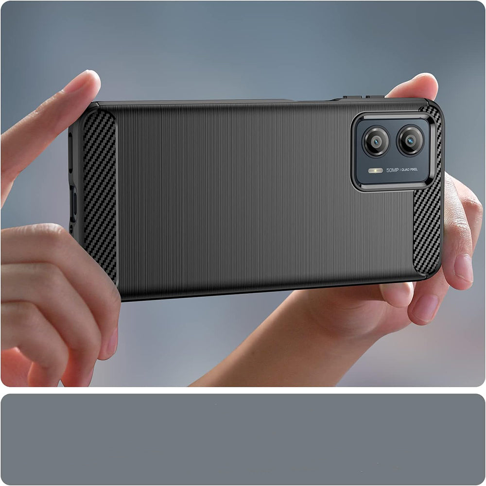 Hülle für Motorola Edge 50 Fusion, Techsuit, Carbon, Schwarz