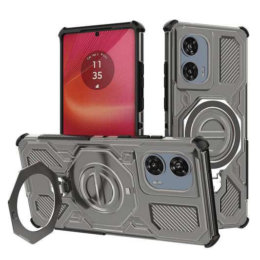 Hülle für Motorola Edge 50 Fusion, Techsuit, Carbon Shield Pro, Rauchfarben