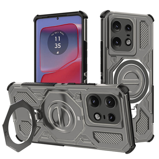 Hülle für Motorola Edge 50 Pro, Techsuit, Carbon Shield Pro, Rauchgrau