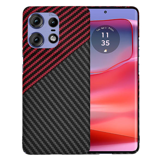 Hülle für Motorola Edge 50 Pro, Techsuit, Carbonite FiberShell, Schwarz Rot