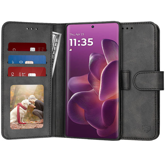 Hülle für Motorola Edge 60 Pro, Techsuit, Diary Book, Schwarz