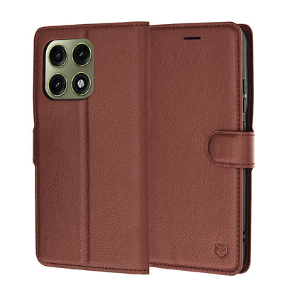 Hülle für Motorola Edge 70 Pro, Techsuit, Leder-Folio, Braun