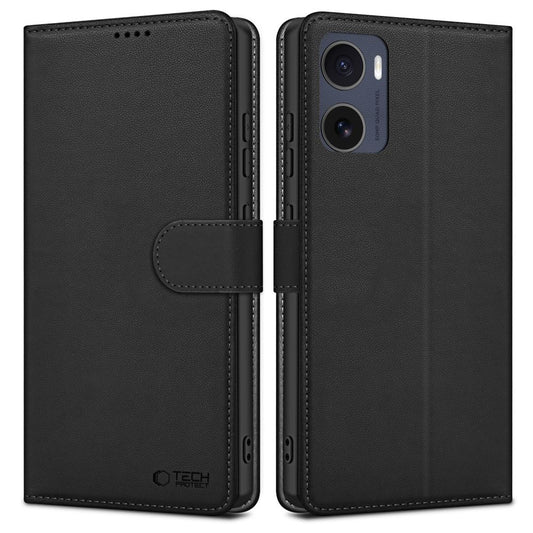 Hülle für Motorola Moto E15 / G05, Tech-Protect, Wallet, Schwarz
