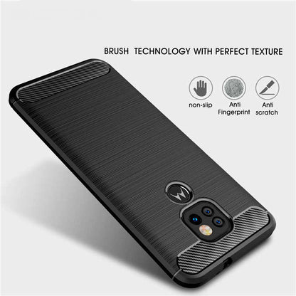 Hülle für Motorola Moto E7 Plus / G9 Play, Techsuit, Carbon, Schwarz