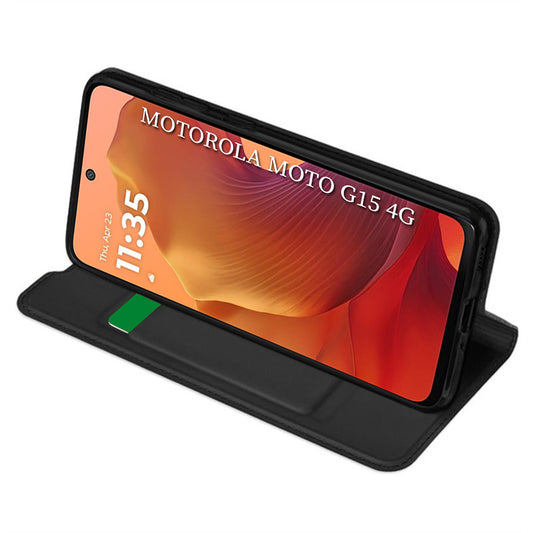 Hülle für Motorola Moto G15 / G15 Power, Techsuit, Magskin Book, Schwarz