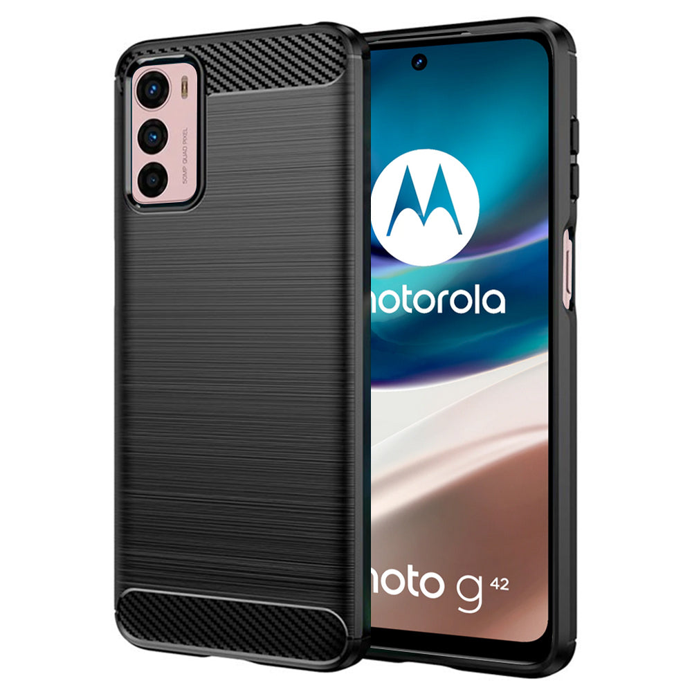 Hülle für Motorola Moto G42, Techsuit, Carbon, Schwarz