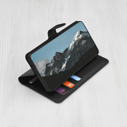 Hülle für Motorola Moto G86 Power, Techsuit, Leder-Folio, Schwarz