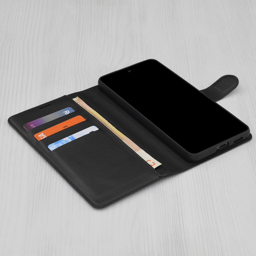 Hülle für Motorola Moto G86 Power, Techsuit, Leder-Folio, Schwarz