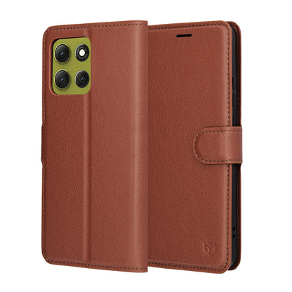 Hülle für Motorola Moto G86, Techsuit, Leather Folio, Braun