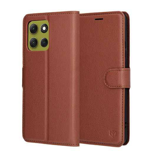 Hülle für Motorola Moto G86, Techsuit, Leather Folio, Braun