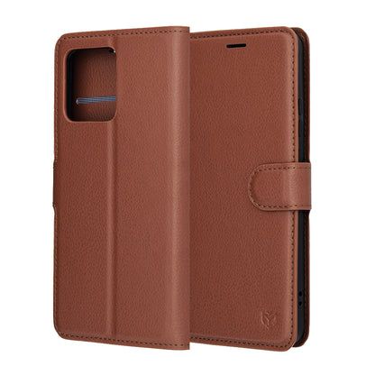 Hülle für Motorola Moto G86, Techsuit, Leather Folio, Braun