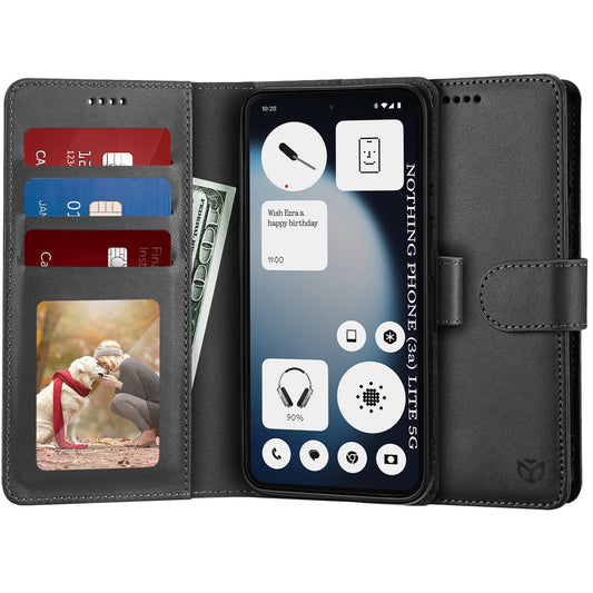 Case for Nothing Phone (3a) Lite, Techsuit, Diary Book, Black