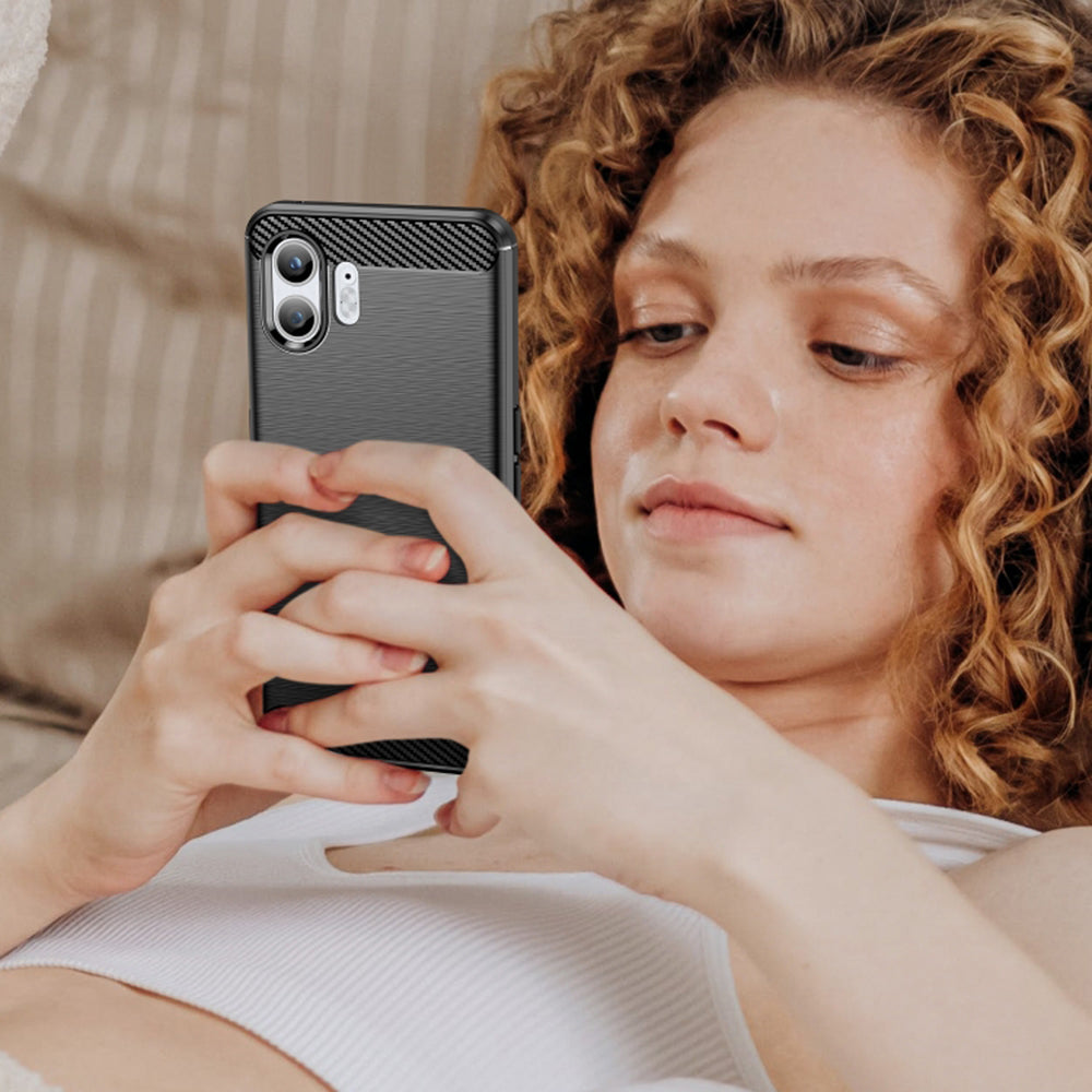 Hülle für Nothing Phone (2), Techsuit, Carbon, Schwarz