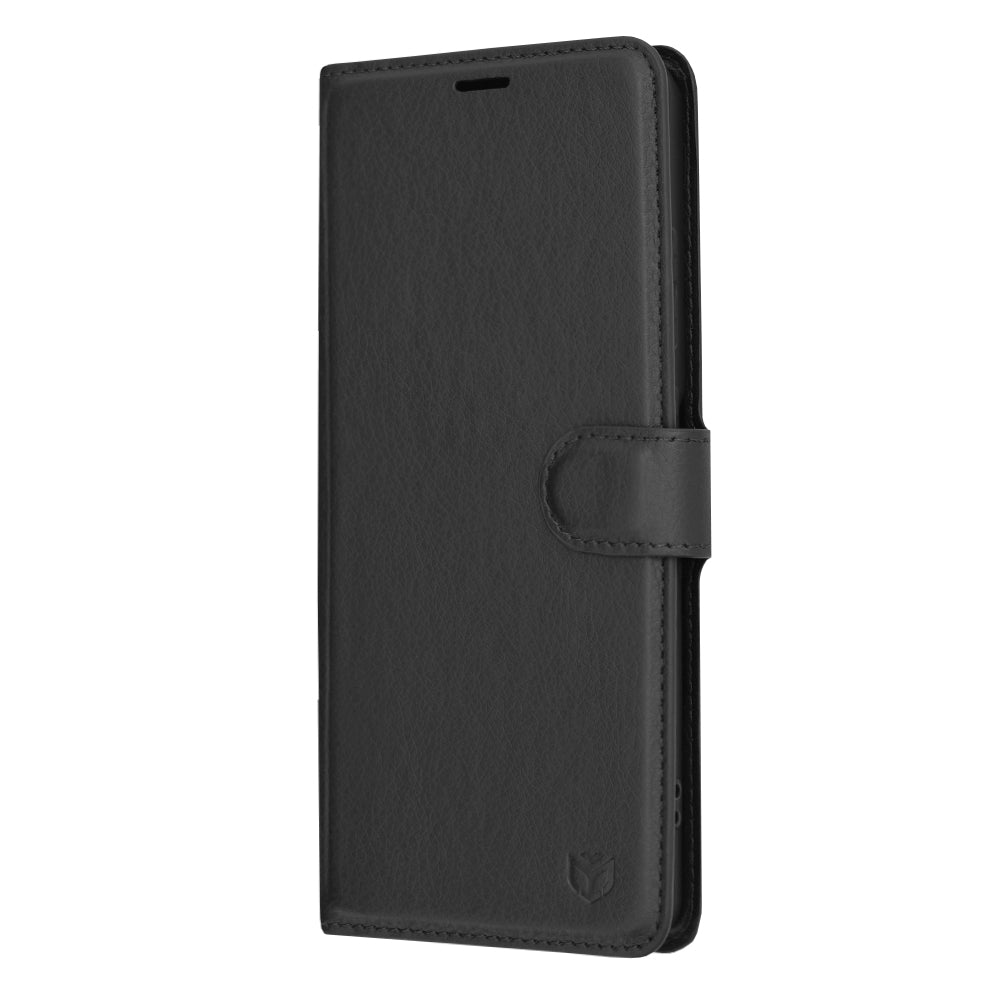 Hülle für OnePlus 12R, Techsuit, Leder-Folio, Schwarz
