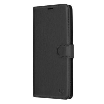 Hülle für OnePlus 12R, Techsuit, Leder-Folio, Schwarz