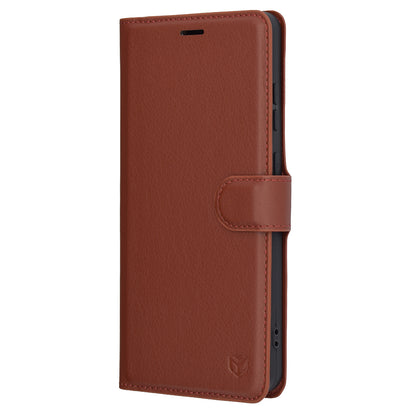 Hülle für OnePlus 13R, Techsuit, Leder-Folio, Braun