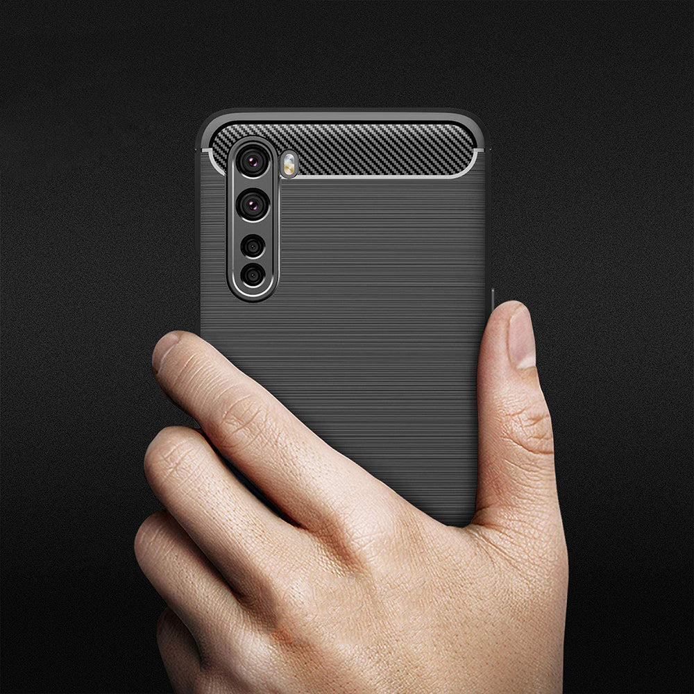 Hülle für OnePlus Nord, Techsuit, Carbon, Schwarz