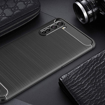 Hülle für OnePlus Nord, Techsuit, Carbon, Schwarz