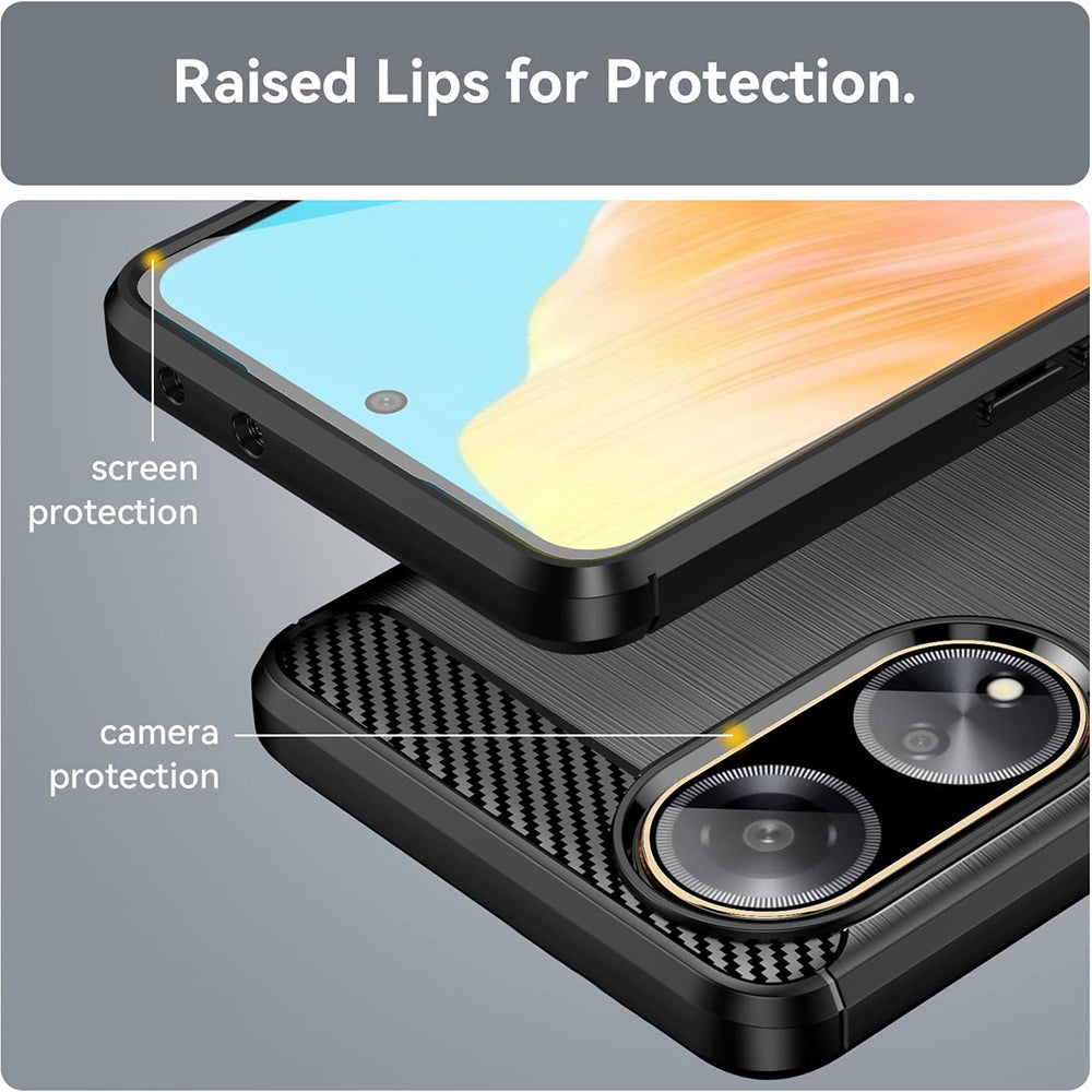 Hülle für Oppo A98, Techsuit, Carbon, Schwarz