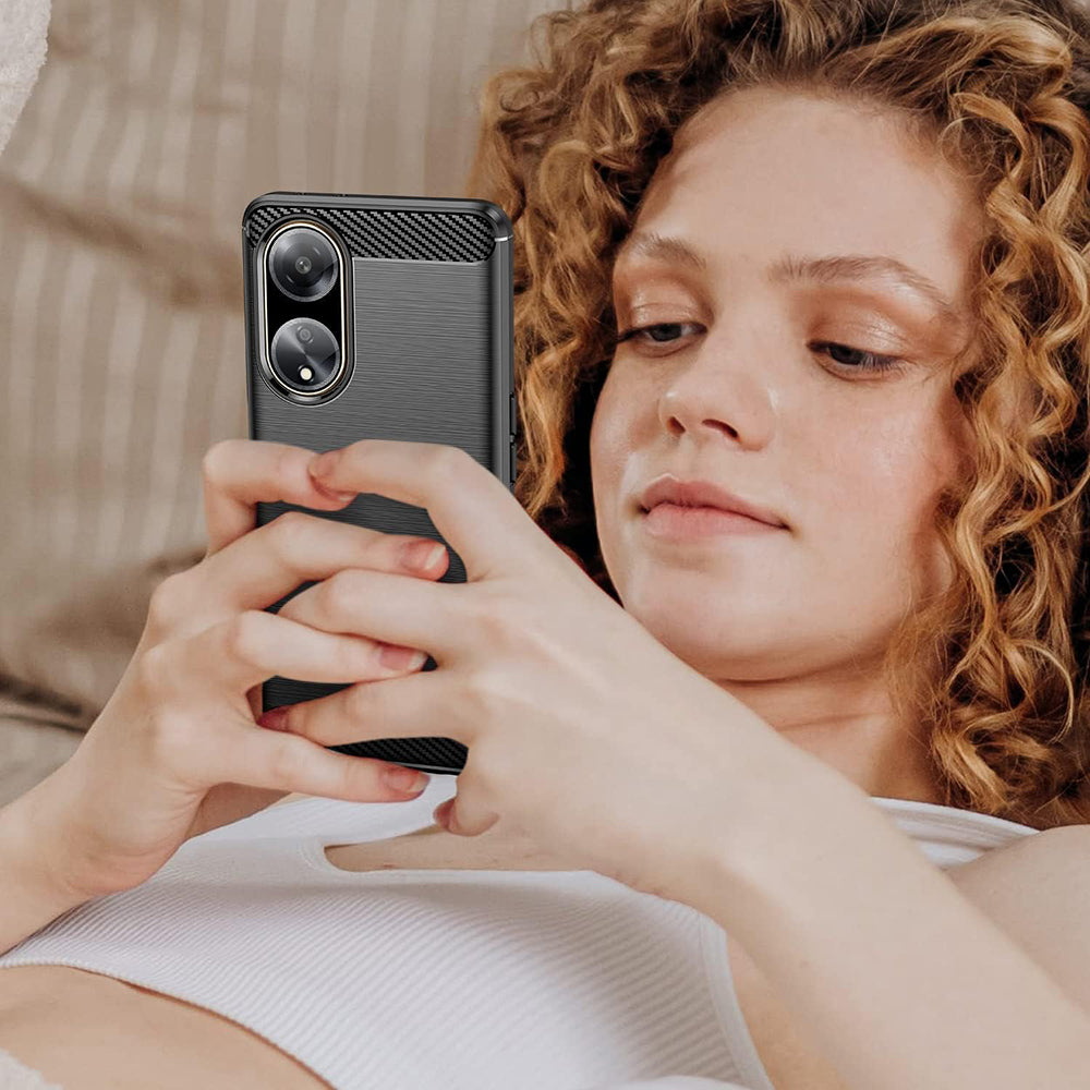 Hülle für Oppo A98, Techsuit, Carbon, Schwarz