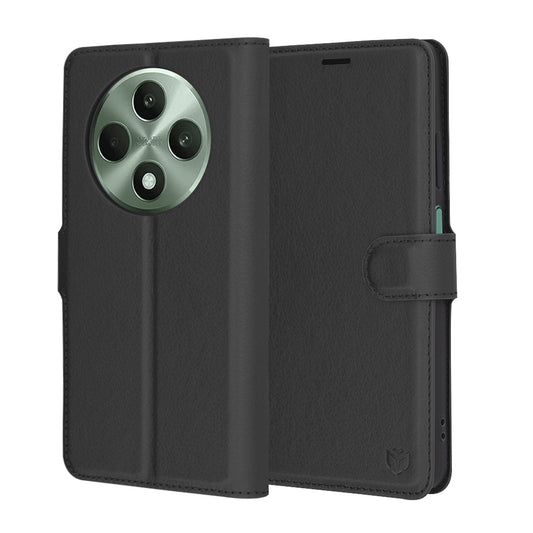 Hülle für Oppo Reno12 FS 5G / Reno12 FS 4G / Reno12 F 4G / Reno12 F, Techsuit, Leder-Folio, Schwarz