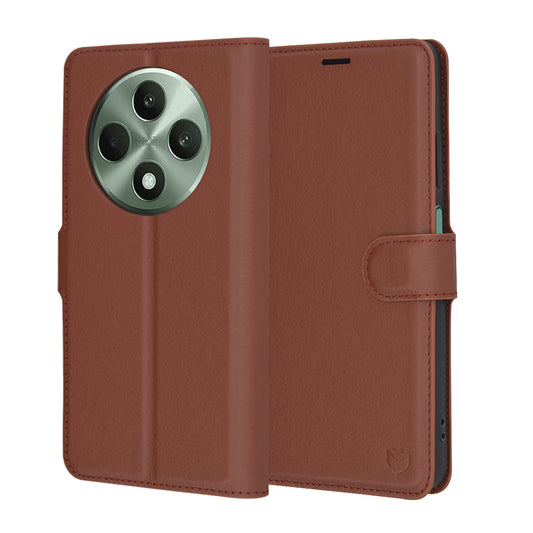 Case for Oppo Reno12 FS 5G / Reno12 FS 4G / Reno12 F 4G / Reno12 F, Techsuit, Leather Folio, Brown