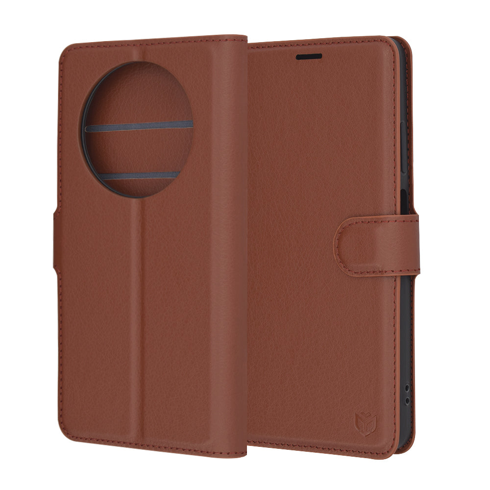 Hülle für Oppo Reno12 FS 5G / Reno12 FS 4G / Reno12 F 4G / Reno12 F, Techsuit, Leather Folio, Braun