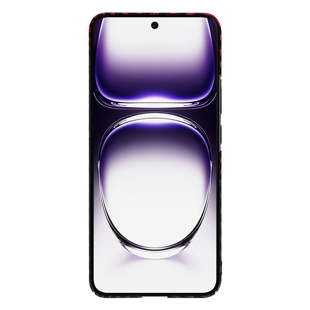 Hülle für Oppo Reno12, Techsuit, Carbonite FiberShell, Schwarz Rot
