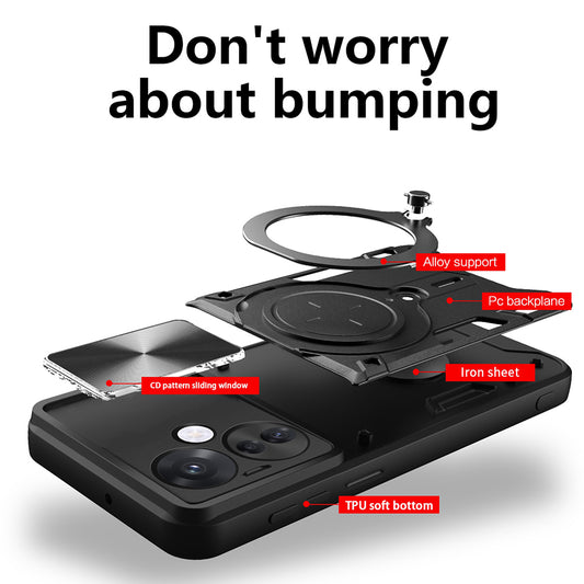 Hülle für Oppo Reno13 FS 5G / Reno13 F 4G / Reno13 F, Techsuit, CamGuard Pro, Schwarz