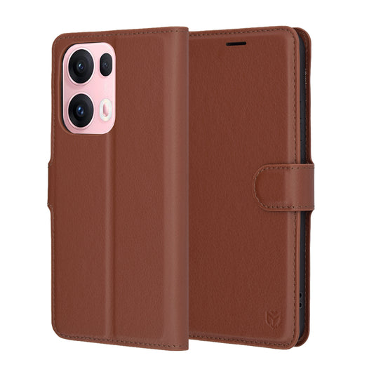 Hülle für Oppo Reno13 Pro, Techsuit, Leder-Folio, Braun