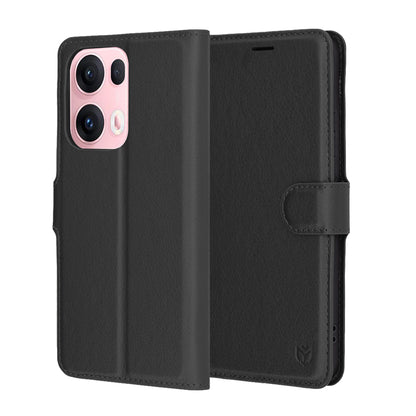 Hülle für Oppo Reno13 Pro, Techsuit, Leder-Folio, Schwarz