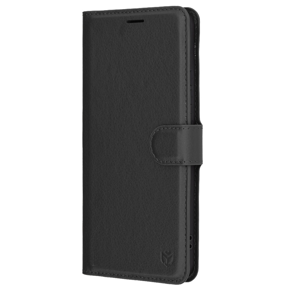 Hülle für Oppo Reno13 Pro, Techsuit, Leder-Folio, Schwarz