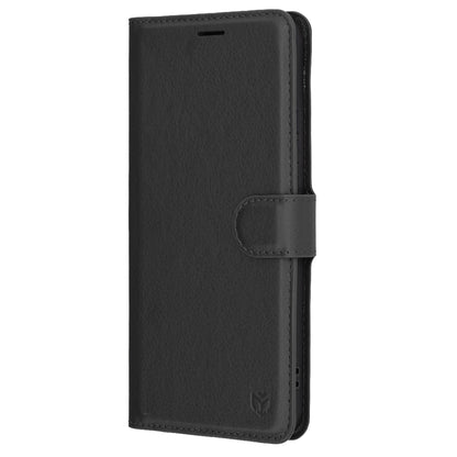 Hülle für Oppo Reno13 Pro, Techsuit, Leder-Folio, Schwarz