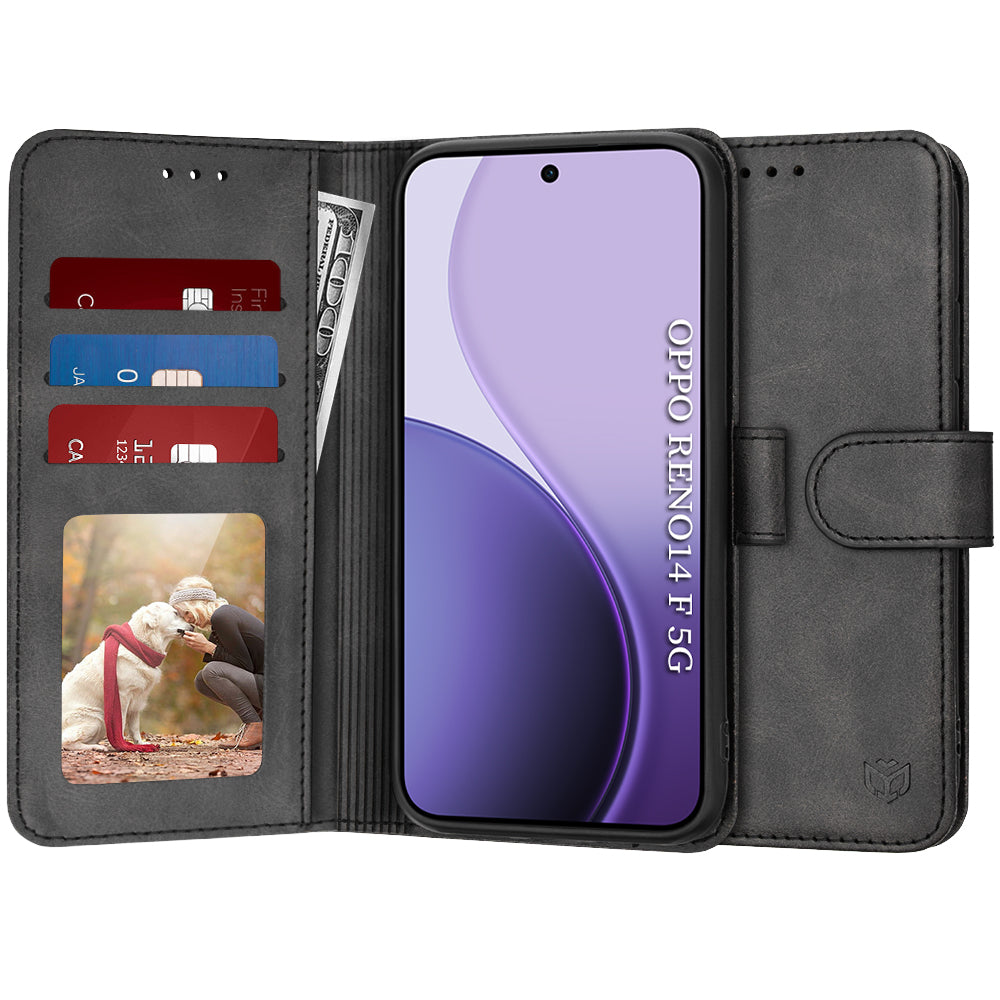 Hülle für Oppo Reno14 FS 5G / Reno14 F, Techsuit, Diary Book, Schwarz