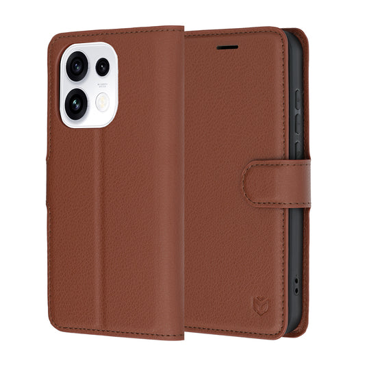 Hülle für Oppo Reno16 Pro, Techsuit, Leder-Folio, Braun