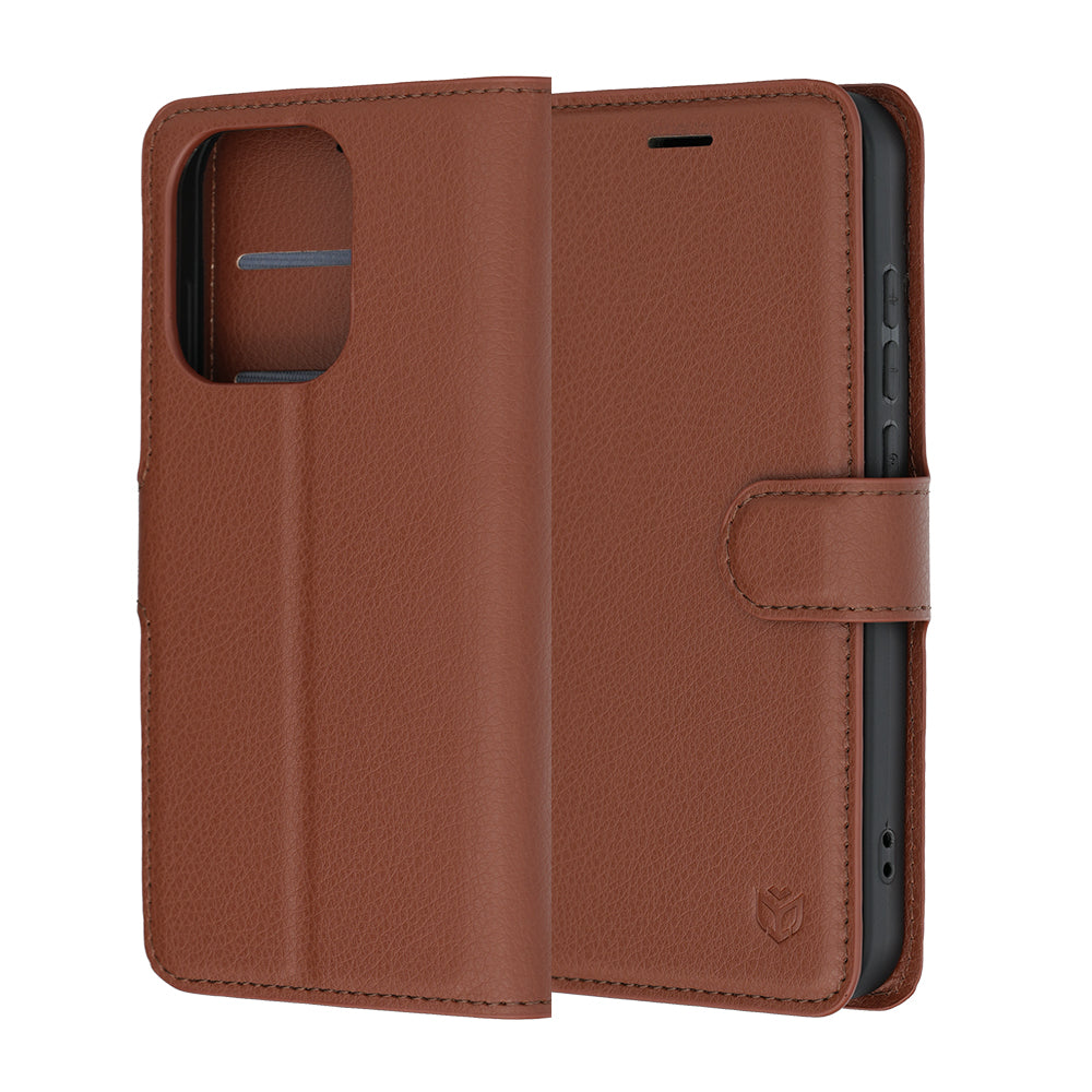 Hülle für Oppo Reno16 / Reno16 Pro, Techsuit, Leder-Folio, Braun