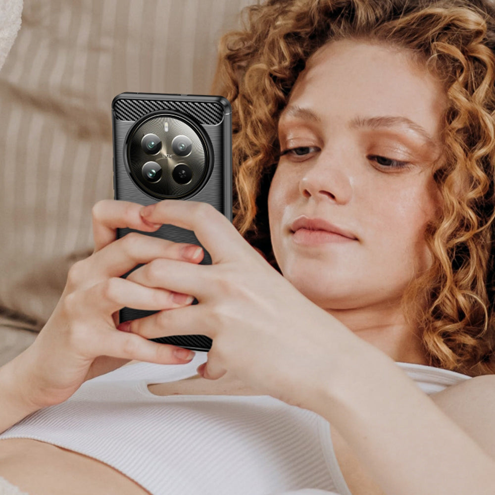 Hülle für Realme 12 Pro / 12 Pro+, Techsuit, Carbon, Schwarz