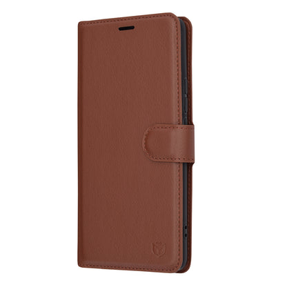 Hülle für Realme 12 Pro / 12 Pro+, Techsuit, Leder-Folio, Braun