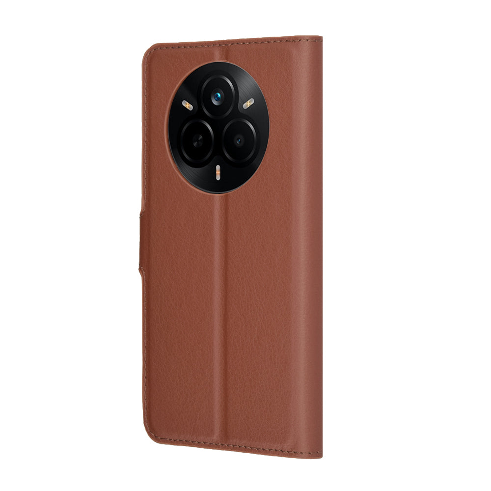 Hülle für Realme 14 Pro, Techsuit, Leder-Folio, Braun