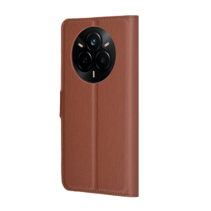 Hülle für Realme 14 Pro, Techsuit, Leder-Folio, Braun