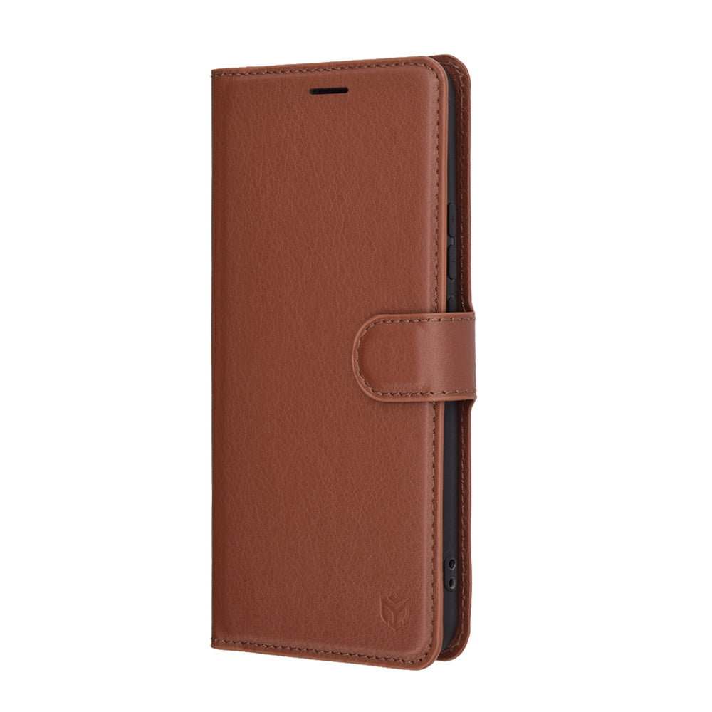 Hülle für Realme 14 Pro, Techsuit, Leder-Folio, Braun