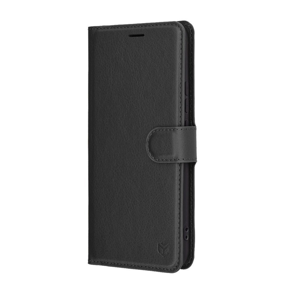 Hülle für Realme 14 Pro, Techsuit, Leder-Folio, Schwarz