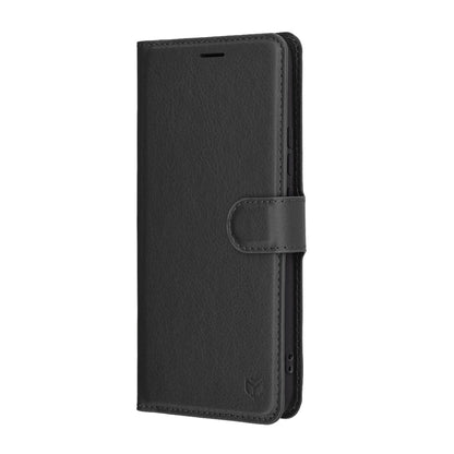 Hülle für Realme 14 Pro, Techsuit, Leder-Folio, Schwarz
