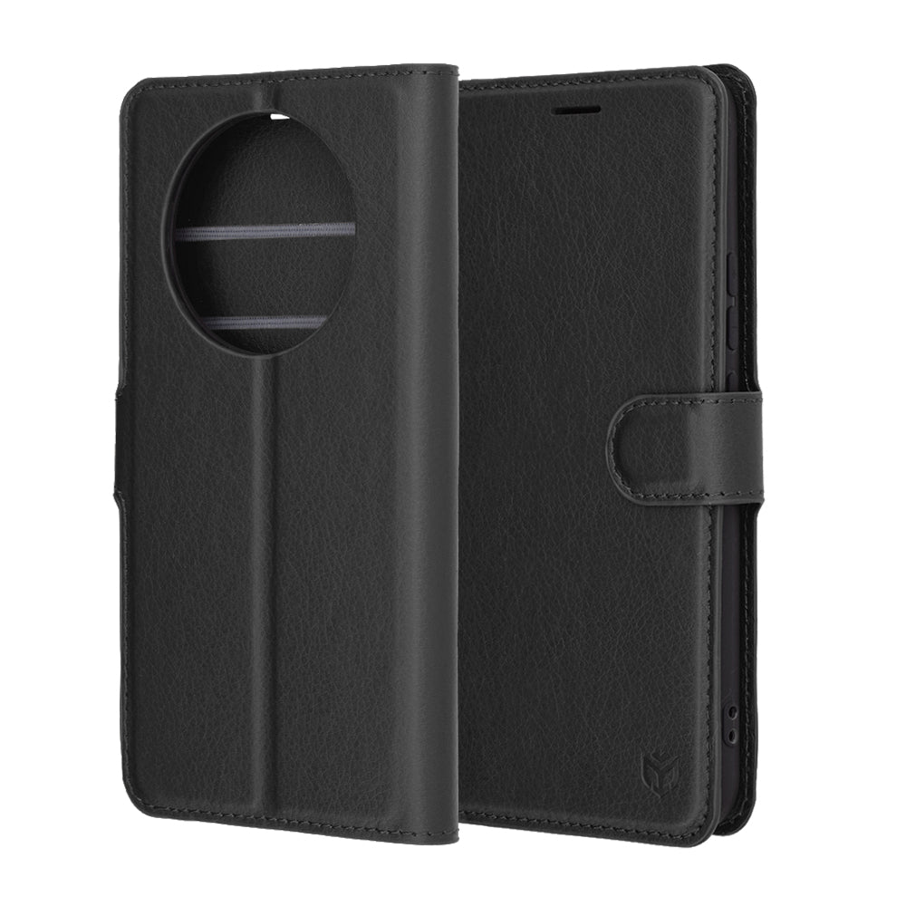 Hülle für Realme 14 Pro, Techsuit, Leder-Folio, Schwarz
